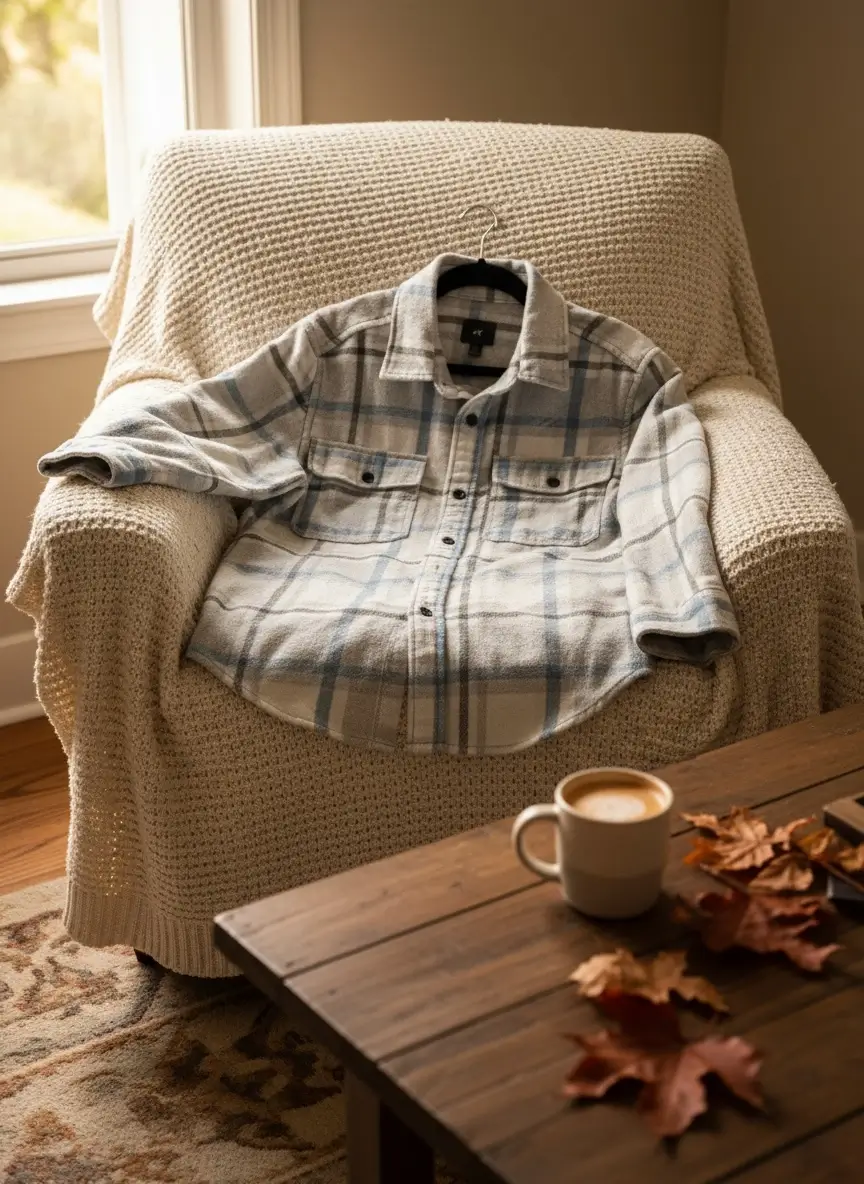 Autumn scene shirt in living room